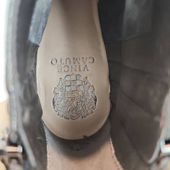 Vince Camuto Catile Pewter Gunmetal Leather Side Zip Ankle Booties Size 8 M - Picture 11 of 13